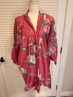 Vintage Andrade Sun Fashions Rose Floral Resort 100% Cotton Kimono 0980